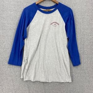 Southernaire Market TShirt Mens Large Gray Blue Raglan Sleeve Nashville Butcher